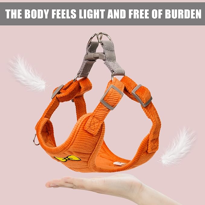 No Pull Dog Harness with Leash Pet Soft Vest Harness and Leash Set Dog Cat No Choke Escape Proof Harness Reflective Step in Harness for Small Medium Dogs Cats(Orange, Large)