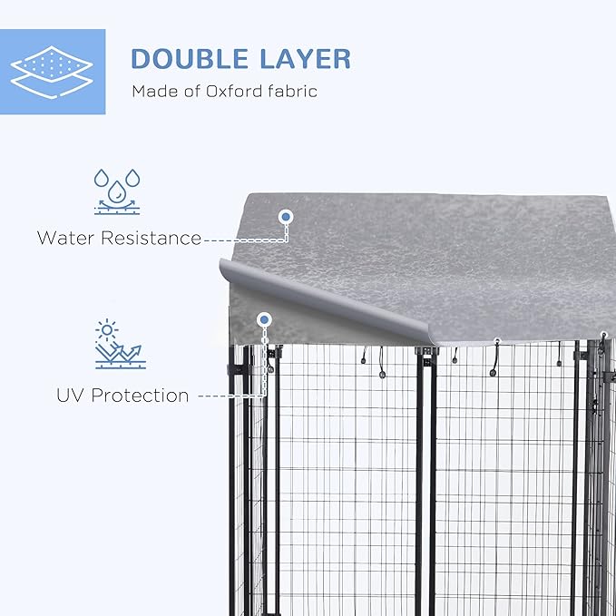 PawHut 4' x 4' x 4.5' Dog Kennel Outside, Dog Playpen Exercise Pen with Lockable Door, Water-Resistant Canopy, for Medium and Large Puppies