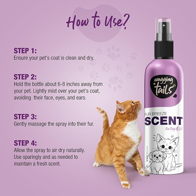 Wagging Tails 5-in-1 Fur Breeze Scent, 6.7 fl oz for Dogs & Cats | Alcohol-Free Pet Freshener | Long-Lasting Freshness & Odor Eliminator | Gentle Formulation for All Pets, Ensuring Daily Freshness