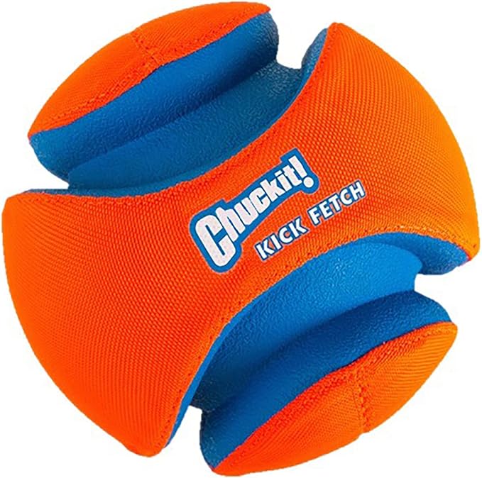 Chuckit! Kick Fetch Ball Dog Toy, Large (8 Inch) & Ultra Ball Dog Toy, Large (3.0 Inch Diameter) Pack of 1, for breeds 60-100 lbs