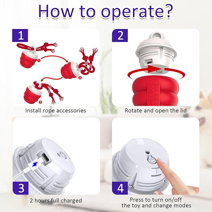 Interactive Dog Toys with Motion Activated, Squeaky Dog Toy Active Rolling Ball Wicked Ball for Daily Training