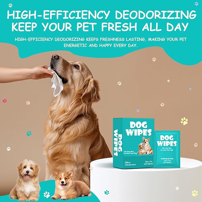 Pet Wipes for Dogs, Cleaning and Odor-Controlling Grooming Wipes for Paws, 80 Count