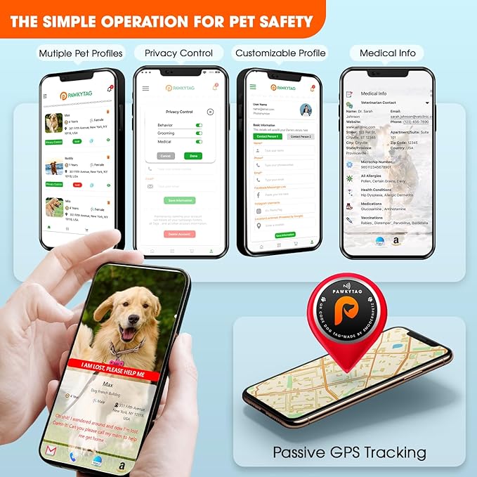 SMORDERNPETZ - Smart Dog Tag for Dogs and Cats - Durable Dog Name Tag - Waterproof QR Code Dog Tags for Pets with Anti-Lost Feature, Easy to Use - No Subscription Fees - Pack of 1 (Blue)