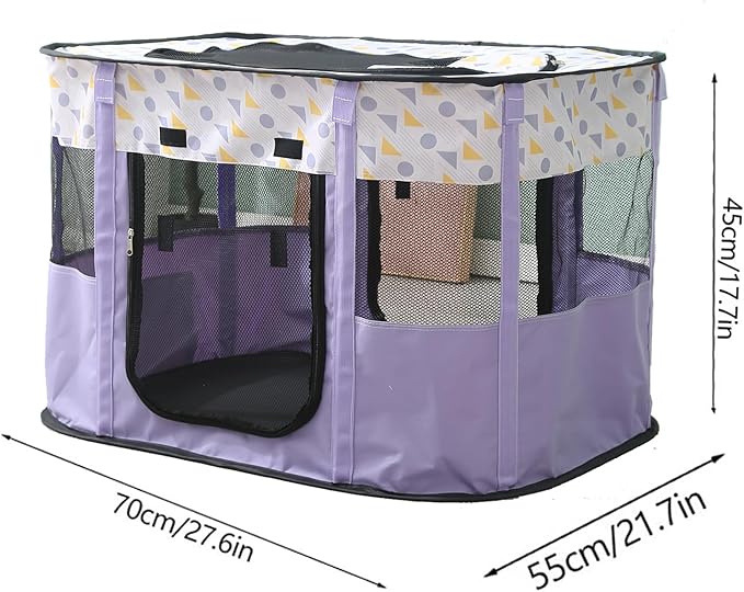Foldable Pet Playpen, Puppy Play Pen for Indoors Foldable Indoor Enclosure with Carry Bag(Medium, Purple)