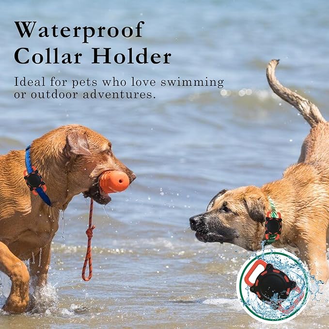 Dog Tracker, Pet Location Tracker with Collar Holder for Dogs, Item Finder MFi Certified Tracking Device, No Monthly Fee, Works with iOS Find My, Personalized Dog Location Tracker (Black and Red)