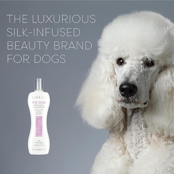 BioSilk for Dogs Silk Therapy Detangling Conditioner | Sulfate and Paraben Free Matted Hair Dog Detangler Conditioner for All Adult Dogs, Made in The USA, 12 Fl Oz - 2 Pack