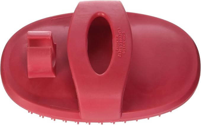 Essentials Rubber Grooming Brush with Loop Handle, Red