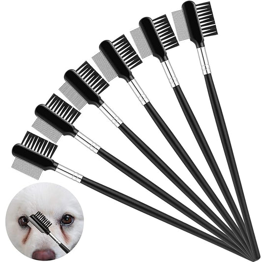 Mudder 6 Pieces Dog Grooming Comb - Double-Sided, Multipurpose Tool for Removing Tear Stains, Crust, Mucus, and Fleas from Small Pets Like Cats and Puppies