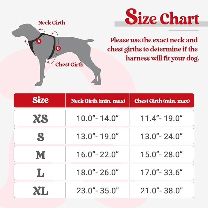 rabbitgoo Dog Harness, No-Pull Pet Harness with 2 Leash Clips, Adjustable Soft Padded Dog Vest, Reflective No-Choke Pet Oxford Vest with Easy Control Handle for Medium Dogs, Red, M