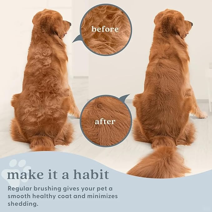 Undercoat Rake for Dogs - Professional Pet Shedding Dematting Comb with Wood Handle, Stainless Steel Blades for Pet Cats Dogs Matted Hair Tangles Removing