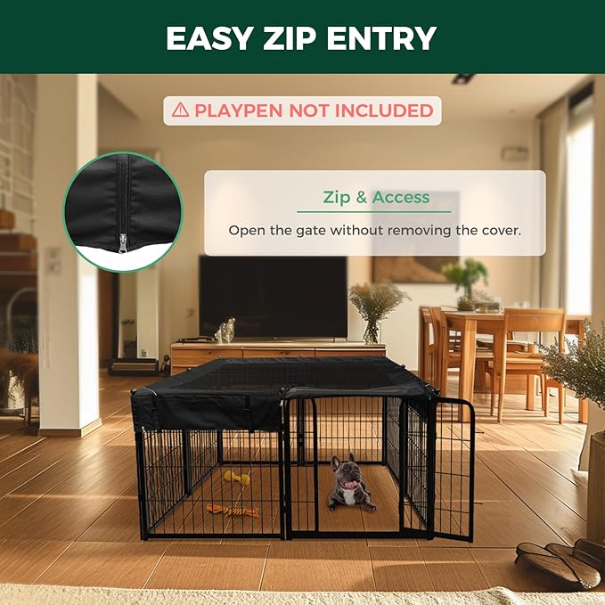 FXW Mesh Top Cover Specialized for FXW Dog Playpen (Not Suitable for Other Brands), Fits for FXW 24" H 8 Panels Homeplus/Rollick/Instant Dog Playpen│Patent Pending (Playpen not Included)