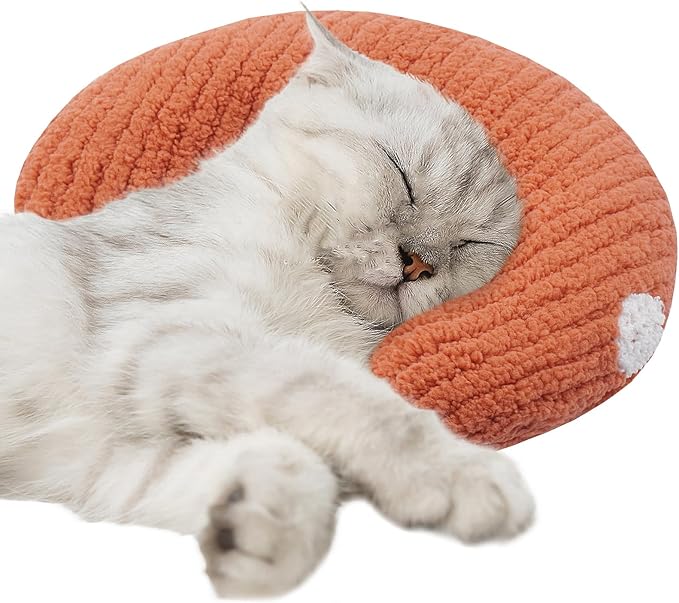 T'CHAQUE Cat Pillow, Dog Neck Pillow Anxiety Relief, Comfort Cat Pillows for Indoor Cats, Ultra Soft Dog Calming Pillow Bed, Half Donut Cuddler Sleeping Improve Pillow Pet for Upper Spine Support