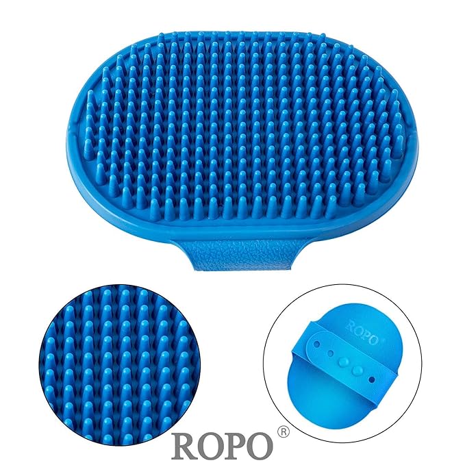 ROPO 2PC Dog Grooming Brush, Pet Shampoo Bath Brush&Pet steel comb, pet dog cat grooming comb