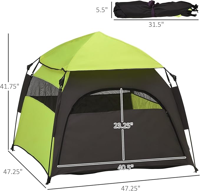 PawHut Pop Up Dog Tent for Extra Large and Large Dogs, Portable Pet Camping Tent with Carrying Bag for Beach, Backyard, Home