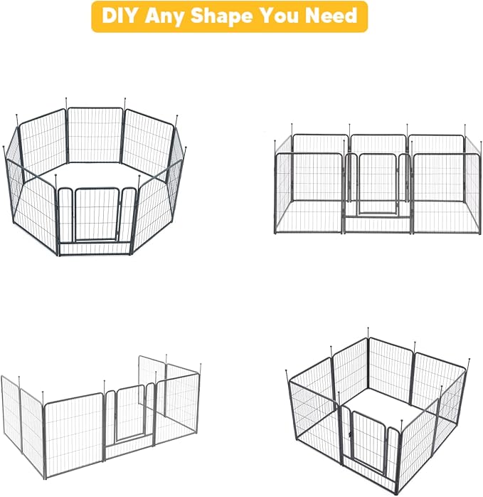 TMEE Dog Playpens 8/16 Panels Dog Pen Outdoor Indoor Dog Fence Exercise Pen 40 inch Height Pet Play Yard Gate with Doors for Large/Medium/Small Dogs, Pet Playpen for RV, Camping, Yard, 8 Pcs