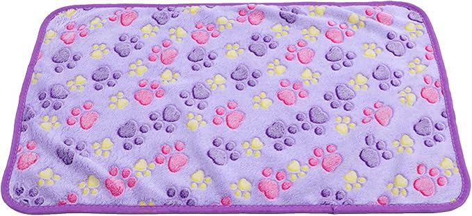 UTTPLL Blanket-Premium-Flannel-Medium-Printed Throw for Cat Dog Puppy Animals Super Soft Fluffy Fleece Pet Blankets Warm Sleep Mat Cute Paw Purple