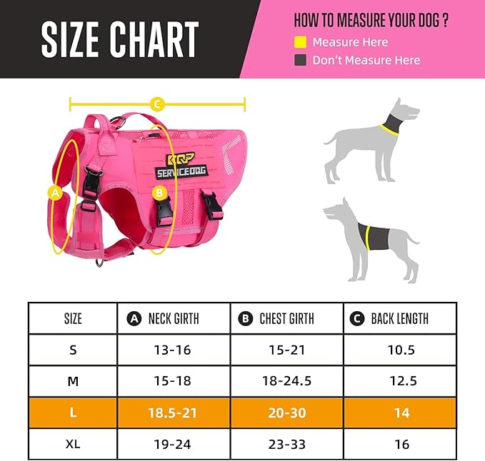No Pull Dog Harness -Tactical Dog Harness - Breathable mesh, Pet Walking Hiking Training Vest- Dog Harness for Dogs, Service Dog, Large, Pink