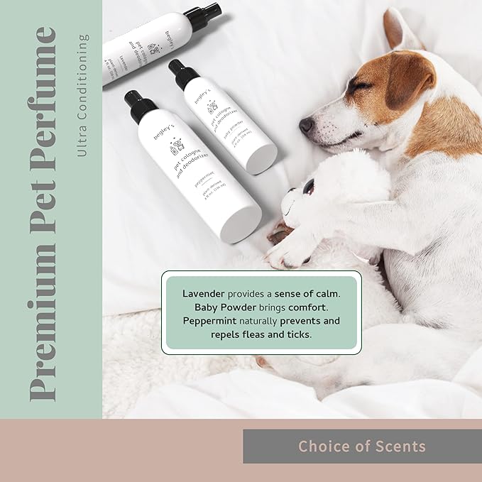 Begley's Pet Cologne and Deodorizer - Premium Essential Oil Dog Perfume Spray Long Lasting and Pet Odor Eliminator - Cat Perfume and Dog Cologne Spray - Baby Powder - 8 oz