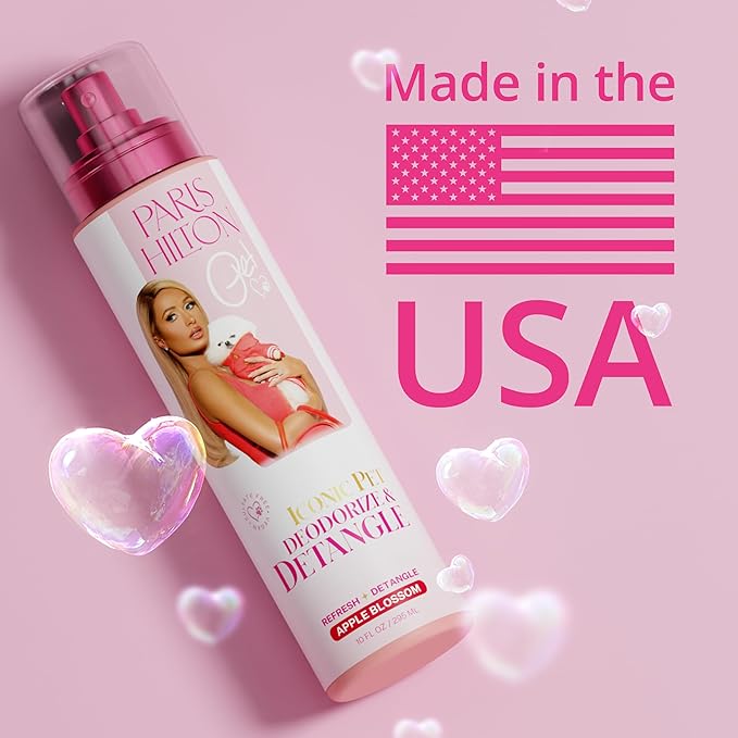Paris Hilton Dog Perfume, Deodorizer & Detangler | Odor Neutralizing with Sweet Floral Apple Blossom Scent - Sulfate-Free, Vegan, Hypoallergenic for All Pet Breeds 10oz/295ml