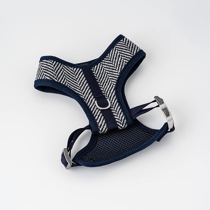 HUGO & HUDSON Dog Harness, No-Pull Anti Choke Tweed Harness Vest, Navy Herringbone, XS