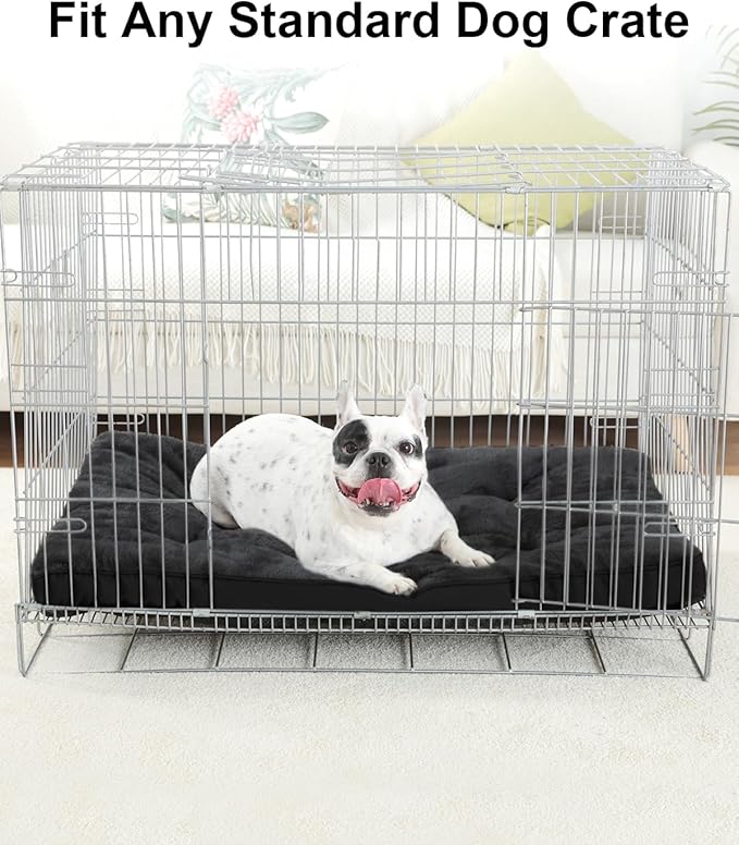 Dog Crate Bed for Medium Size Dogs,Washable Dog Kennel Pad Ultra Soft Pet Sleeping Mat for Cages,Anti-Slip Bottom,29x18 inch,Black