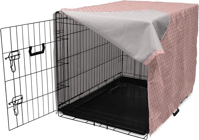 Lunarable Damask Dog Crate Cover, Victorian Ornate Feminine Pattern Old Fashioned Repeated Curly Floral Leaves, Easy to Use Pet Kennel Cover for Small Dogs Puppies Kittens, 18 Inch, Beige Rose