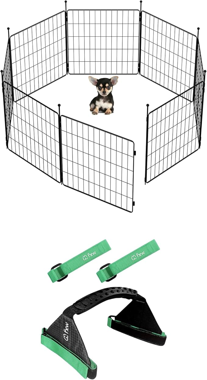 FXW MiniPaws Dog Playpen Designed for Puppies/Small Dogs & FXW Easy-Carry Straps, Fit 8-Panel of All Heights Dog Playpen
