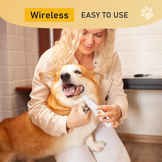 Saffory Dog Paw Trimmer, Pet Claw Trimmer with LED Light, Low Noise USB Rechargeable Pet Clipper. Suitable for Dogs and Cats, for Trimming Hair Around Paws Eyes Ears Face Buttocks. (1)