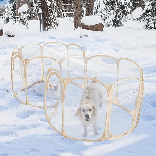 Cold Resistant Cat Playpen PVC Dog Playpen - 90''Portable & Foldable Indoor Outdoor Puppy Playpen - Insulated 2-Room Dog TentCrate Cage Kennel, Playpen for Kitten, Small Animals Play Pen(90"x45"x28")