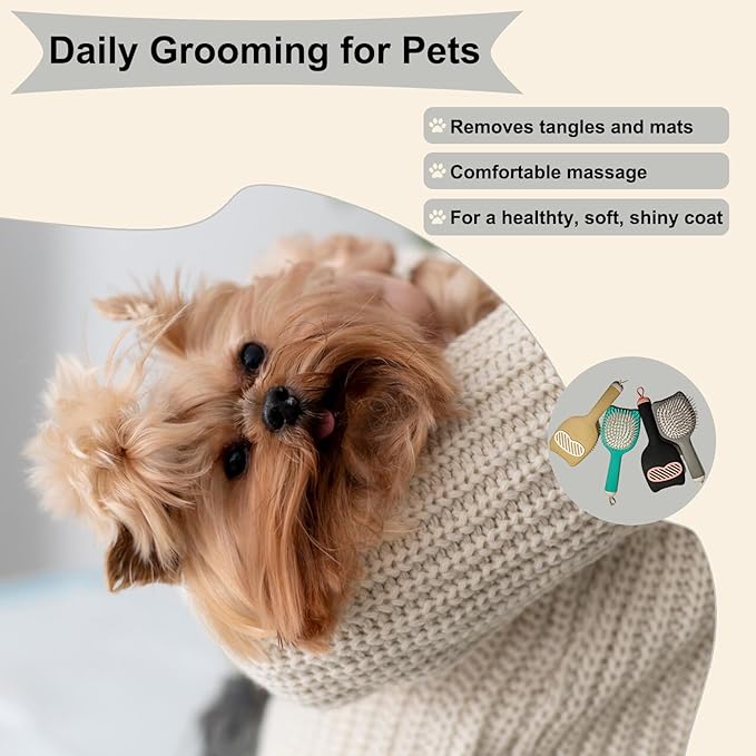 Soft Bristle Cat-Ear Puppy Brush Small Dogs Gentle Comb Grooming Tool Yorkie Shih Tzu Maltipoo Maltese (Grey)