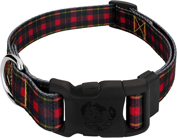 Country Brook Petz - Deluxe Buffalo Plaid Dog Collar - Made in The U.S.A. - Plaid and Argyle Collection Featuring Charming Designs (5/8 Inch, Small)