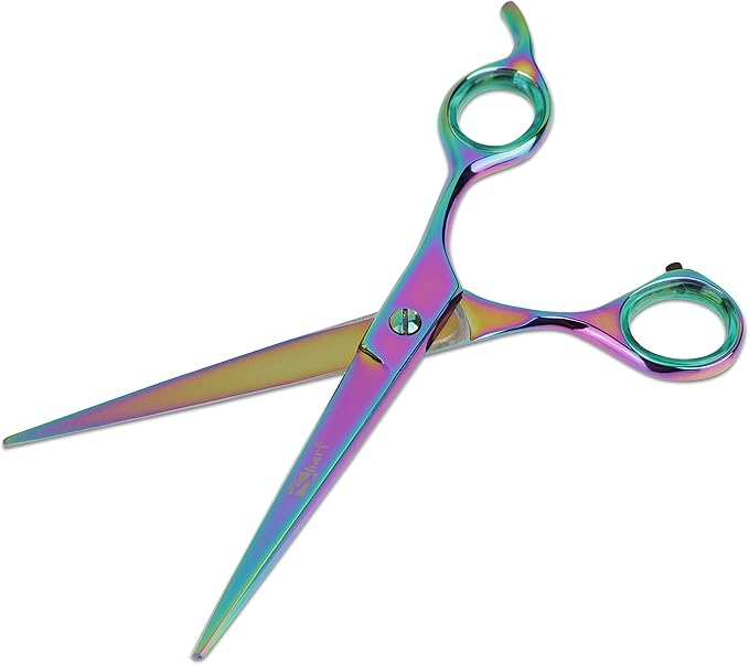 Professional Dog Groomer Kit - Rainbow Straight Scissor and 42 Teteth Thinning Shears Pet - Trust the Quality and Expertise -Unmatched Precision and Comfort - Flawless Results - Gromming Dogs Kit