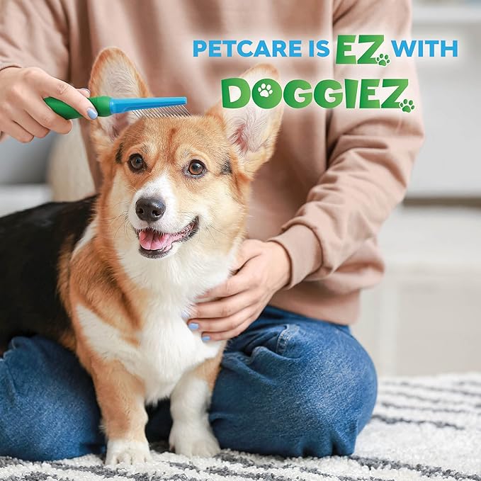 Pet Comb for Dogs and Cats - Stainless Steel Grooming Comb for Fine, Fluffy, Long and Short Hair - Deshedding and Dematting Comb for Small to Large Breeds