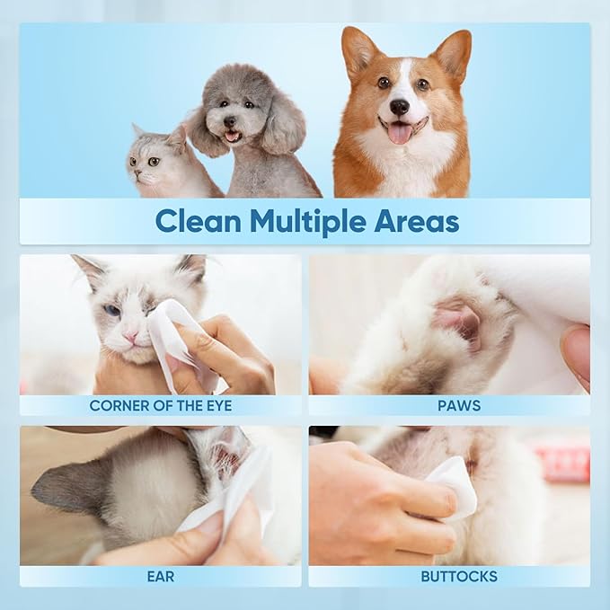 Pet Wipes for Dogs & Cats, Extra Moist & Thick Grooming Puppy Wipes with 100 Fresh Counts, Aloe Vera/Nature