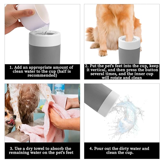 Pet Foot Washing Cup, Portable Pet Foot Washer with Soft Brush Muddy Dog Paw Cleaner for Dogs/Cats Feet Cleaning Tool(Gray)
