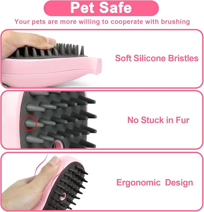 Nepfaivy Cat Steam Brush for Shedding - Spritz Defur Comb for Cats, Steamy Dog Hair Brush for Indoor Cats Massage, Pet Water Steam Spray Grooming Comb, Dog Steam Brush
