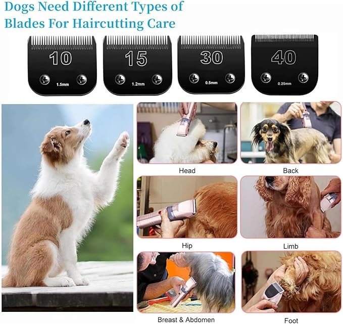 Detachable Pet Dog Clipper Blades,Compatible with Andis, Oster A5, Wahl KM Series Clippers,Made of Ceramic,Black,4PACK (3FC 4FC 5FC 7FC)