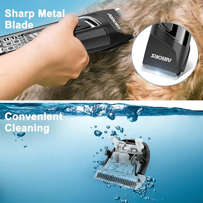 Dog Clippers for Grooming - 5 Speeds Quiet Dog Trimmer Grooming Kit for Thick Heavy Coats Dog Hair Clippers for Pets Cordless Rechargeable Dog Shaver for Small and Large Dogs Cats Animals