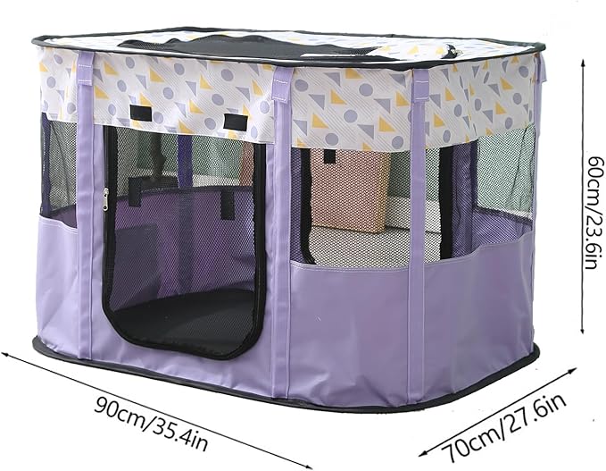 Foldable Pet Playpen, Puppy Play Pen for Indoors Foldable Indoor Enclosure with Carry Bag (XL, Purple)