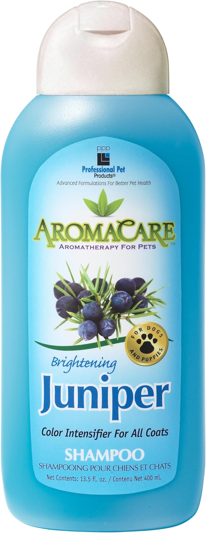 PPP AromaCare Brightening Juniper Shampoo for Dogs - Enhances Fur & Coat Color - Juniper Berry Extract & Aloe Vera - 13.5 fl oz.