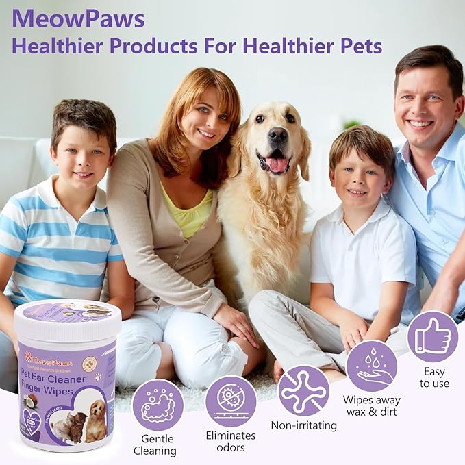 Dog Teeth Cleaning Wipes and Ear Wipes 240 Counts Gift Packaging, Pet Dental Finger Wipes for Dogs and Pet Ear Cleaner Finger Wipes, Gently Remove Ear Wax and Reduces Plaque, Freshen Breath