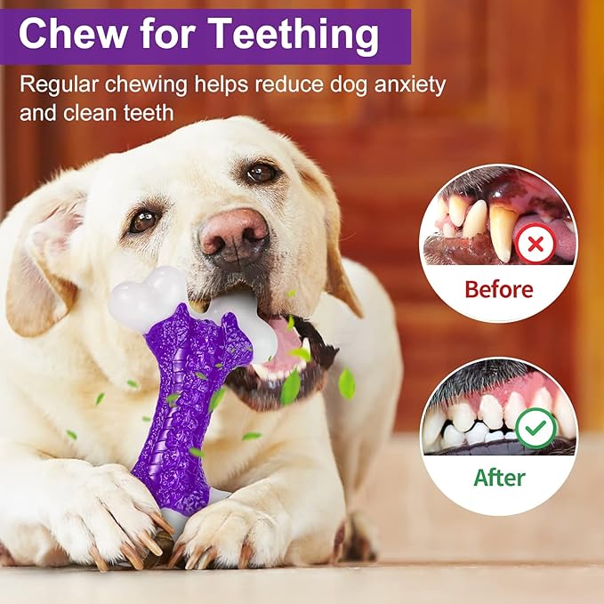Tough Dog Toys, Dog Toys for Aggressive Chewers Large Breed, Aggressive Chew Toys for Large Dogs, Dog Bone Chew Toy Nylon Dog Toys for Large Dogs Extreme Chew Toys Indestructible