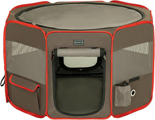 Petsfit Portable Dog Playpen 36" Portable Pet Play Pens for Small Medium Dogs, Puppy Playpen Indoor/Outdoor with Carring Case, Removable Zipper Top and Bottom,Medium (36"x36"x21")