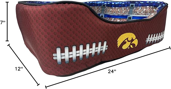 NCAA Iowa Hawkeyes Stadium Dog Bed, Pet Pillow Bed for Dogs, Sporty Football Dog Bed and Lounge Cushion