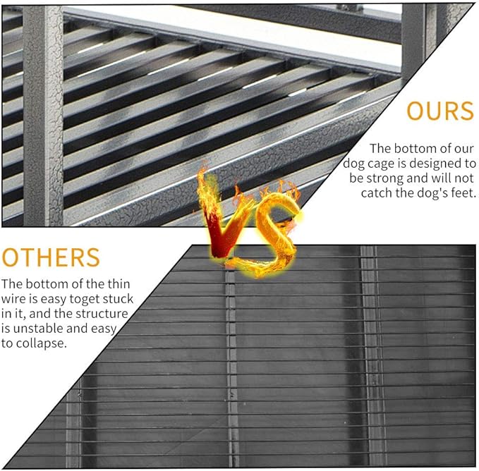 LUCKUP Heavy Duty Dog Cage Metal Kennel and Crate for Medium and Large Dogs, Pet Playpen with Four Wheels,Easy to Install,38 inch,Silver …