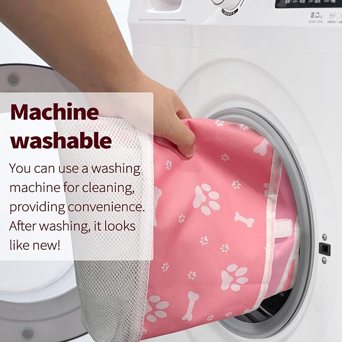 PJYuCien Dog Playpen Mesh Top Cover, Fits 36 Inch 4 Panels Regular Square Plastic Exercise Pet Pen, Adhesive Tape Connections, Pink Paw (Note: Cover Only, Fence Not Included)