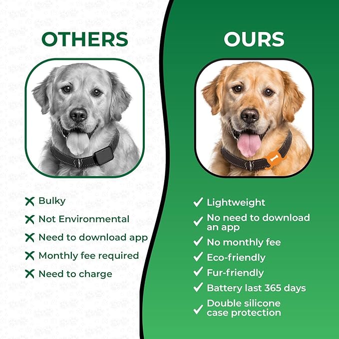 Smart Pet Tracker, Dog Tracker with Black Collar Holder, Smart Tag for Seamless Location Tracking, Work with Find My, Not GPS Tracker (Orange)