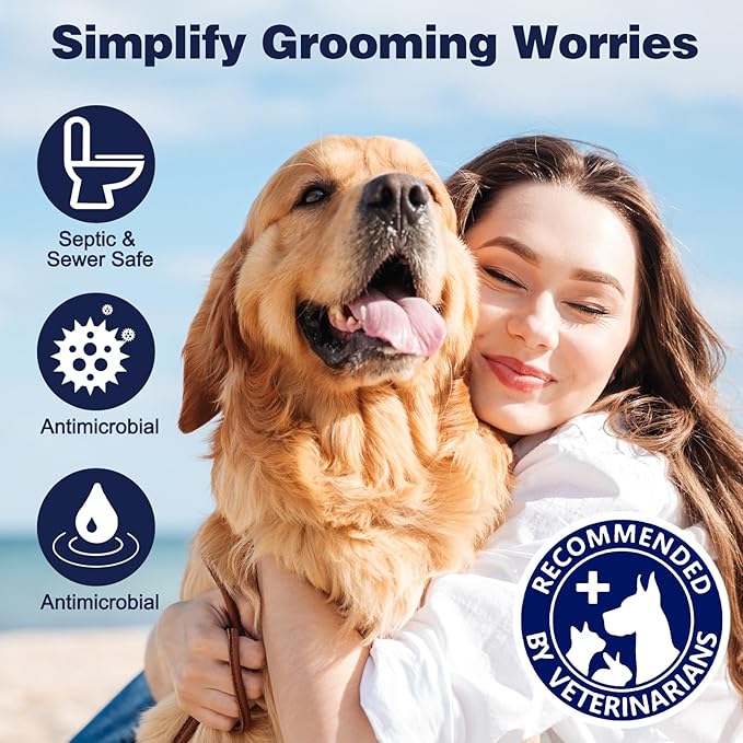 Pet Glove Wipes for Dogs, Dog Cleaning Gloves with Coconut Scented, Dual-Sided Pet Gloves Grooming for Cats with Wipes, Dog Cleaning Gloves Wipes for Daily Care and Travel, 15 Count
