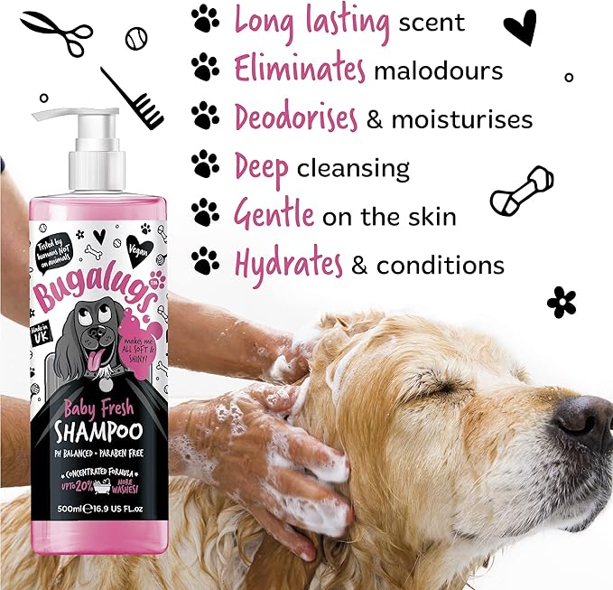 Baby Fresh Dog Shampoo 16.85 FL Oz - Grooming Product for Smelly Dogs With Baby Powder Scent - Best Puppy Shampoo, Conditioner, Vegan and Professional Pet Shampoo