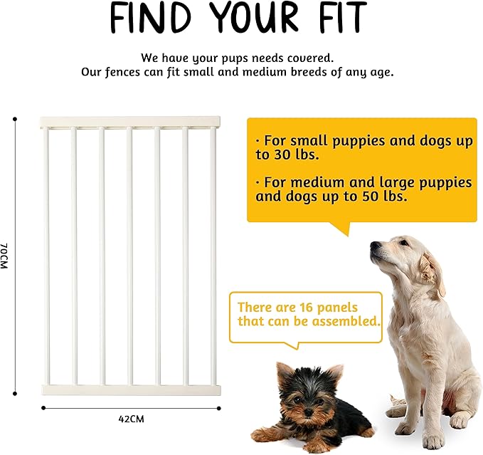 Pet Playpen Outdoor/Indoor, 28 inch Height Portable Dog Pen Dog Fence Exercise Pen with Doors for Dogs, Rabbits Kennel Crate Fence Tent Pet Puppy Playpen for Camping, RV, Yard(68*68*28 inch/16 Panels)